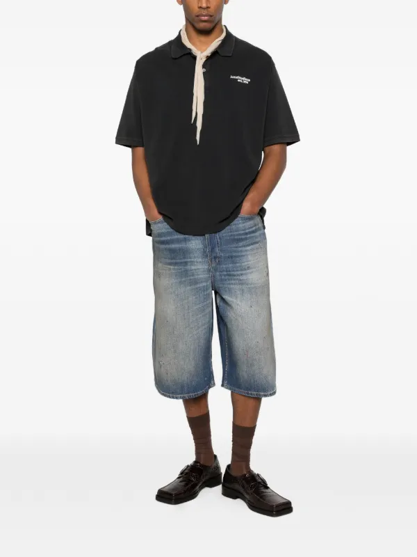 Acne Studios Washed Logo Polo | Black | FARFETCH OM