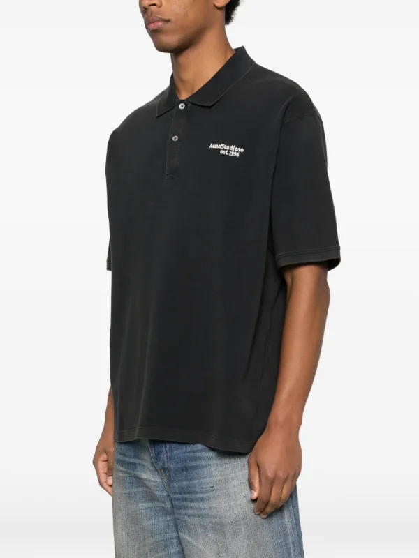 Acne Studios Washed Logo Polo | Black | FARFETCH JO
