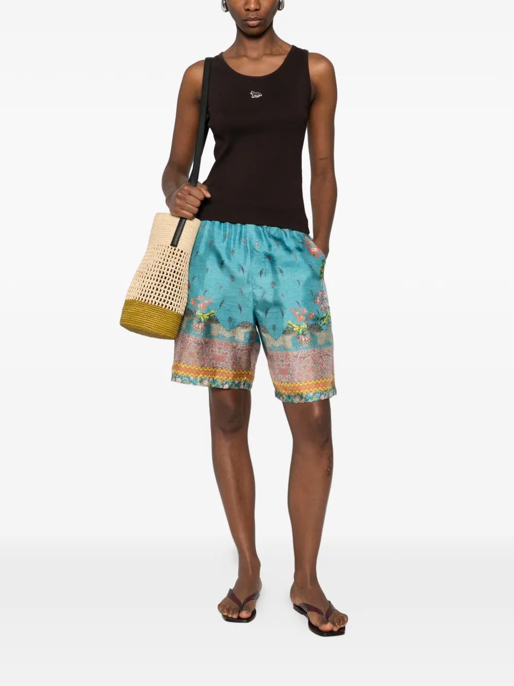 Aloe Floral-Print Elasticated-Waistband Shorts