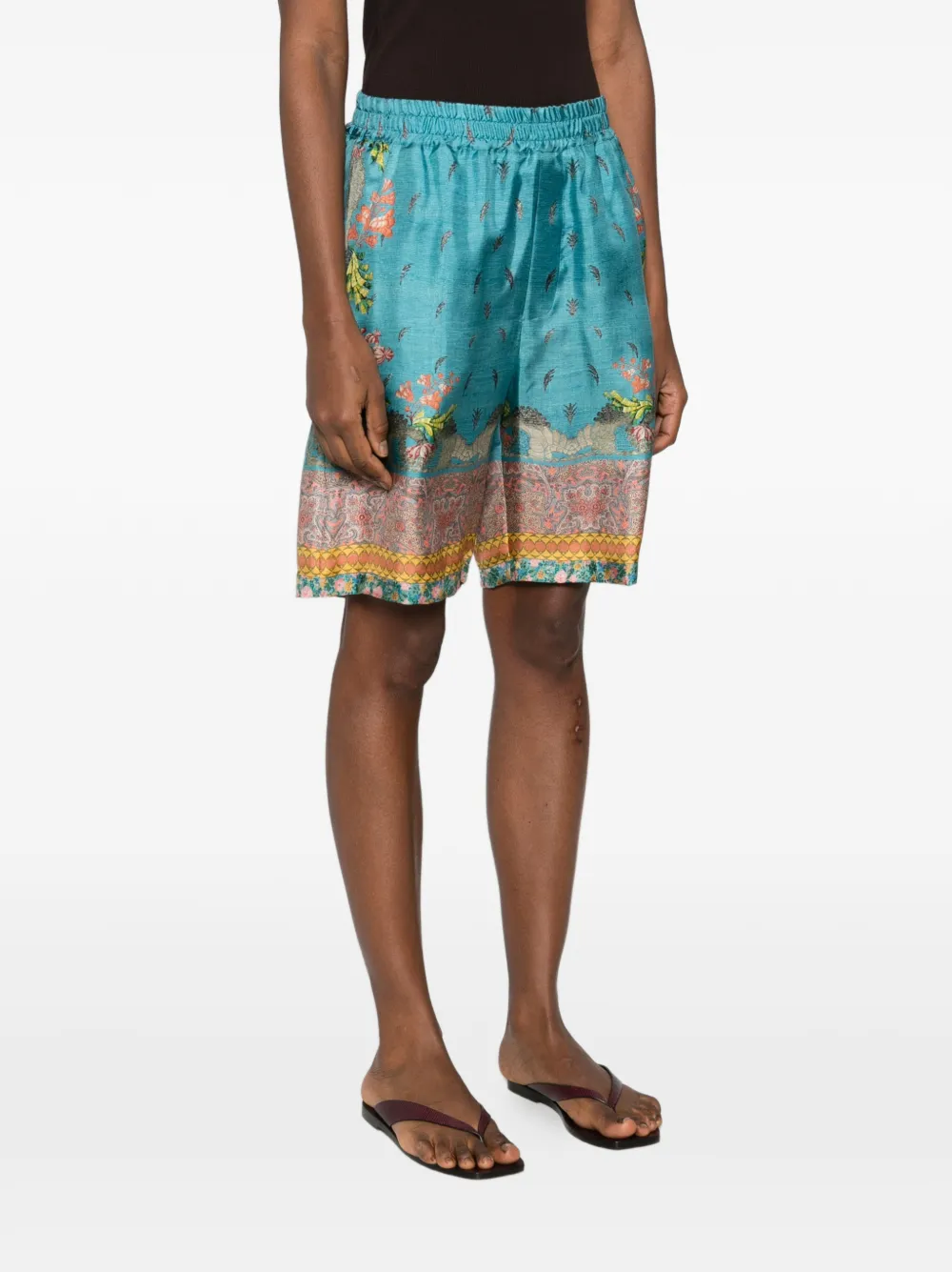 Aloe Floral-Print Elasticated-Waistband Shorts