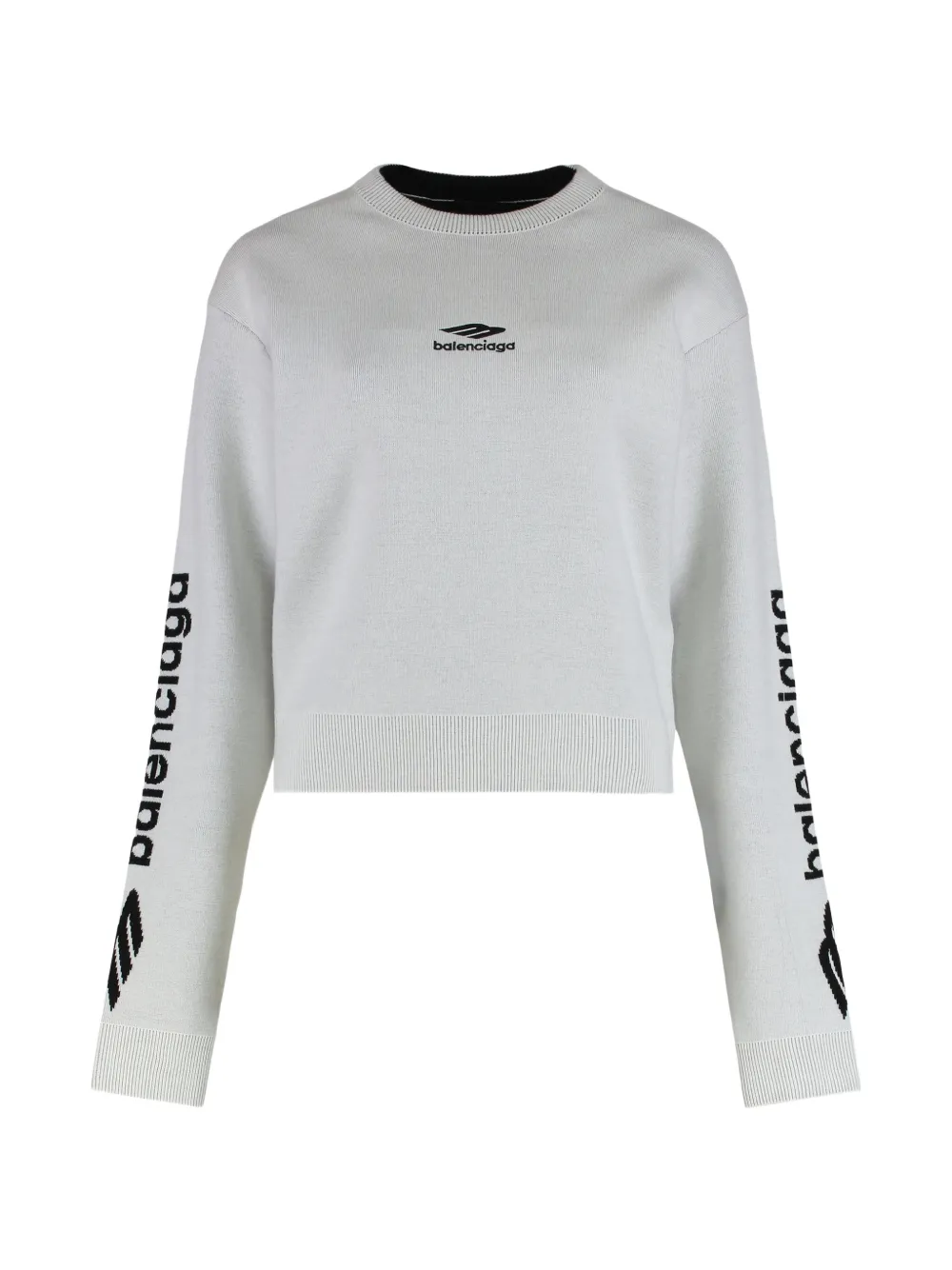 Balenciaga 3B Sports Icon cropped crew-neck sweater - Bianco