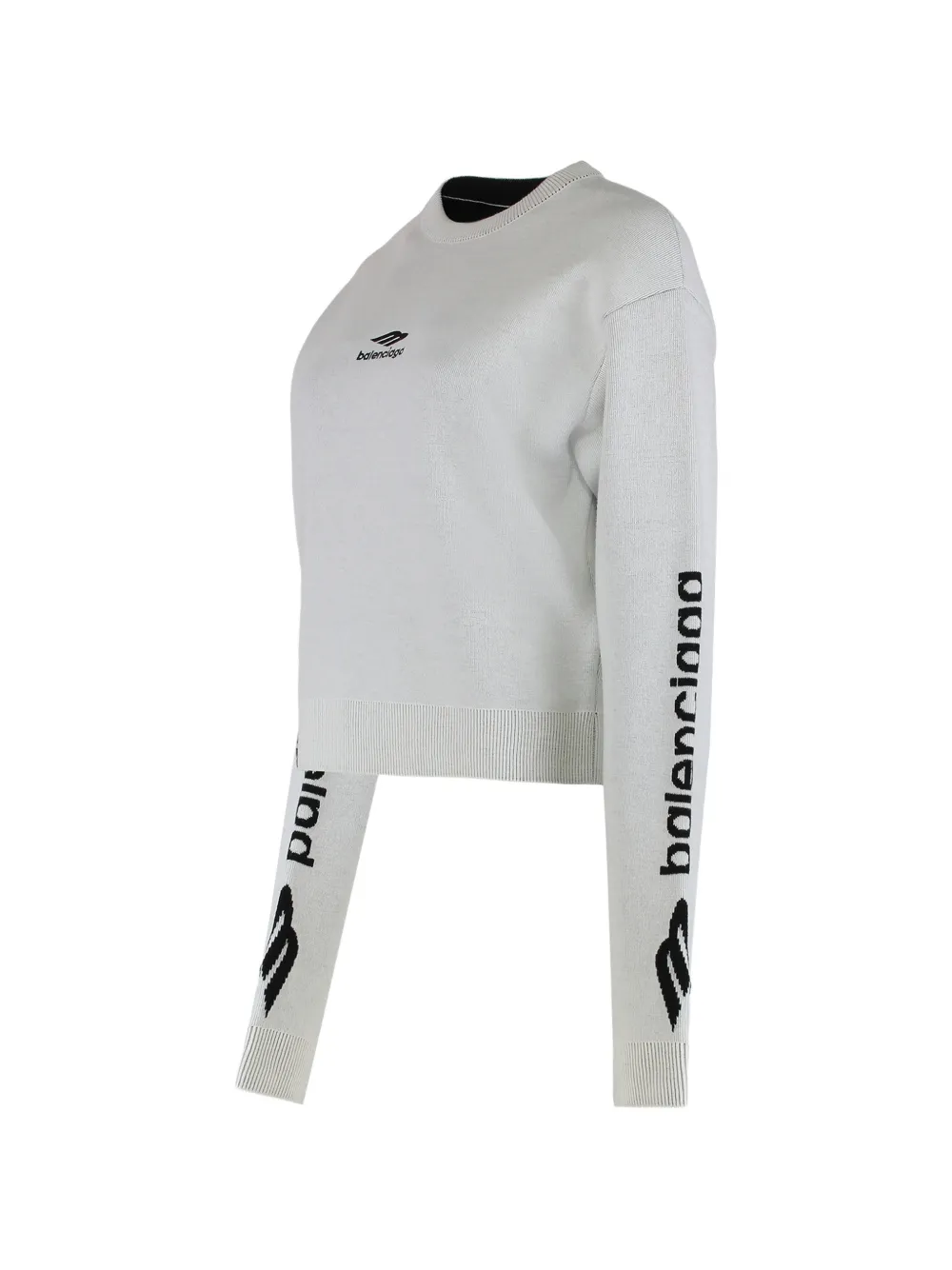 Balenciaga 3B Sports Icon Cropped crew-neck Sweater | White | FARFETCH