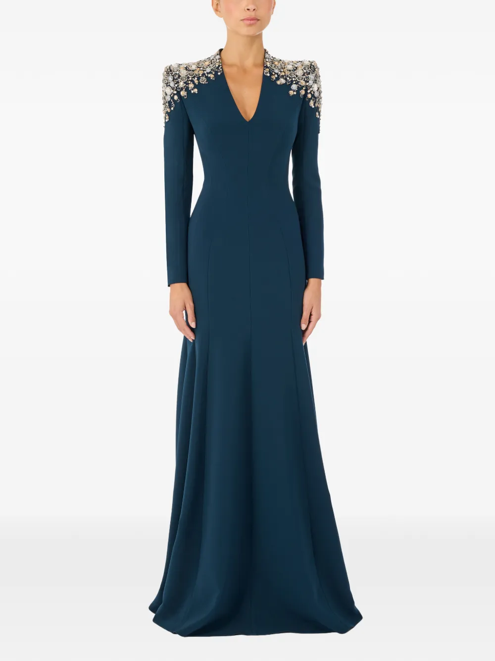 Jenny Packham Nila verfraaide maxi-jurk met V-hals Blauw