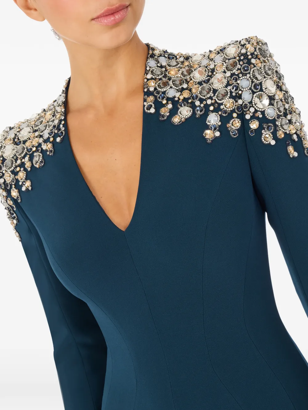 Jenny Packham Nila verfraaide maxi-jurk met V-hals Blauw