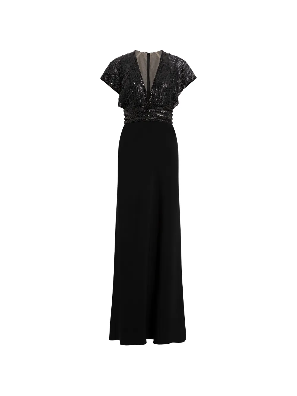 Jenny Packham Abito lungo Cary con scollo a V - Nero