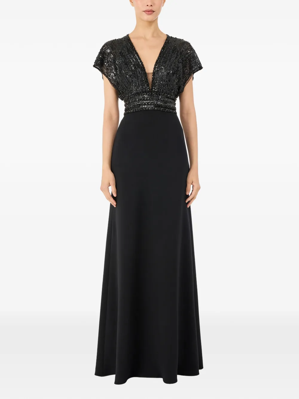 Jenny Packham Cary maxi-jurk met pailletten en V-hals Zwart