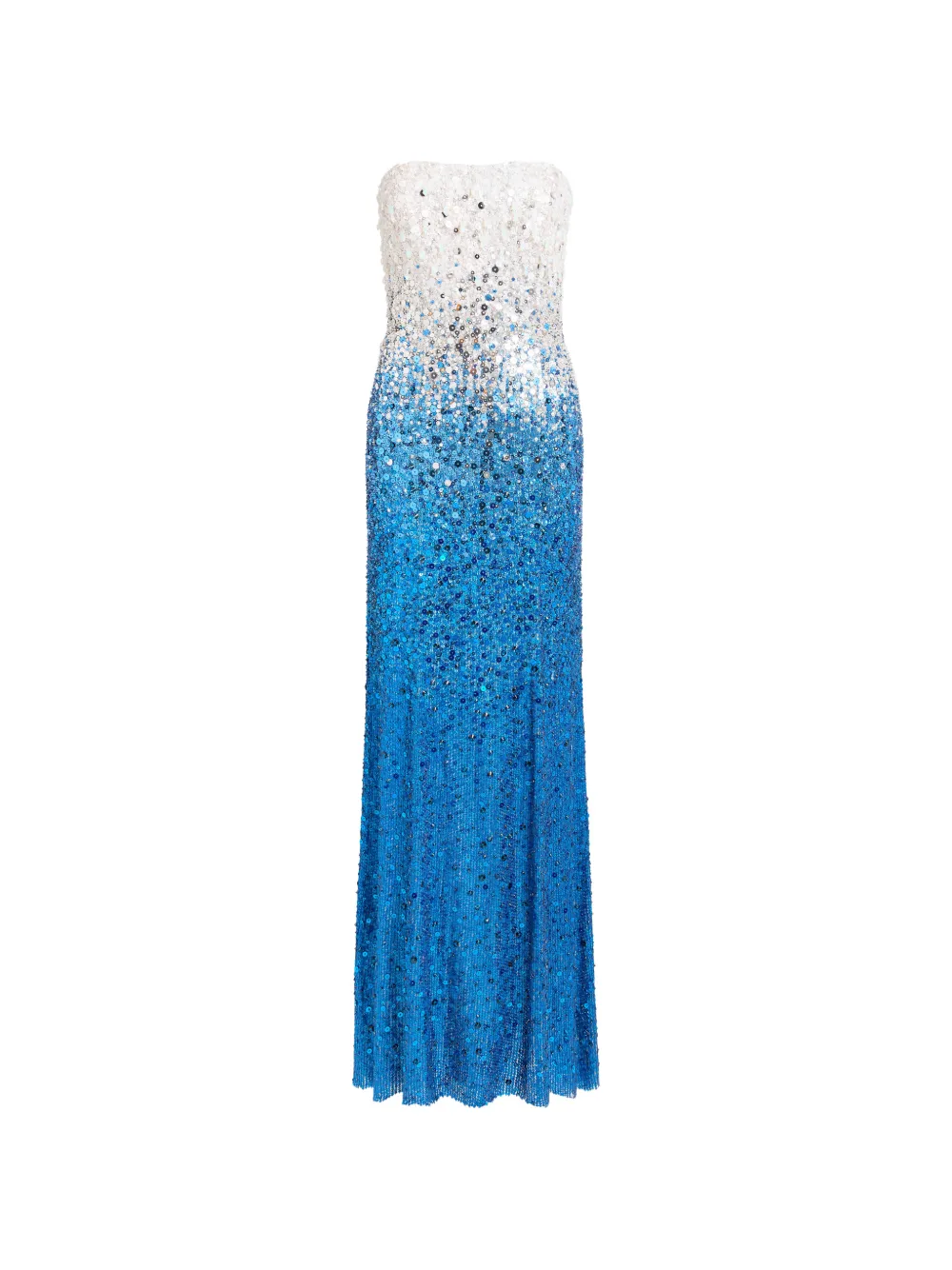 Jenny Packham Abito lungo senza spalline con paillettes - Blu