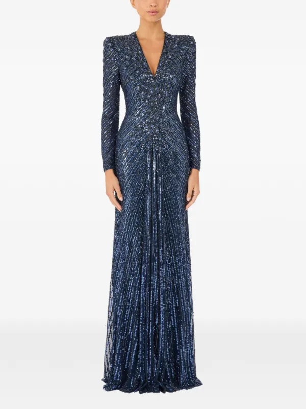 eve formal dresses Jenny Packham Sequin-Embellished V-neck Dress in Blackthorne Blue at Nordstrom, Size 8 elegant new years eve dress