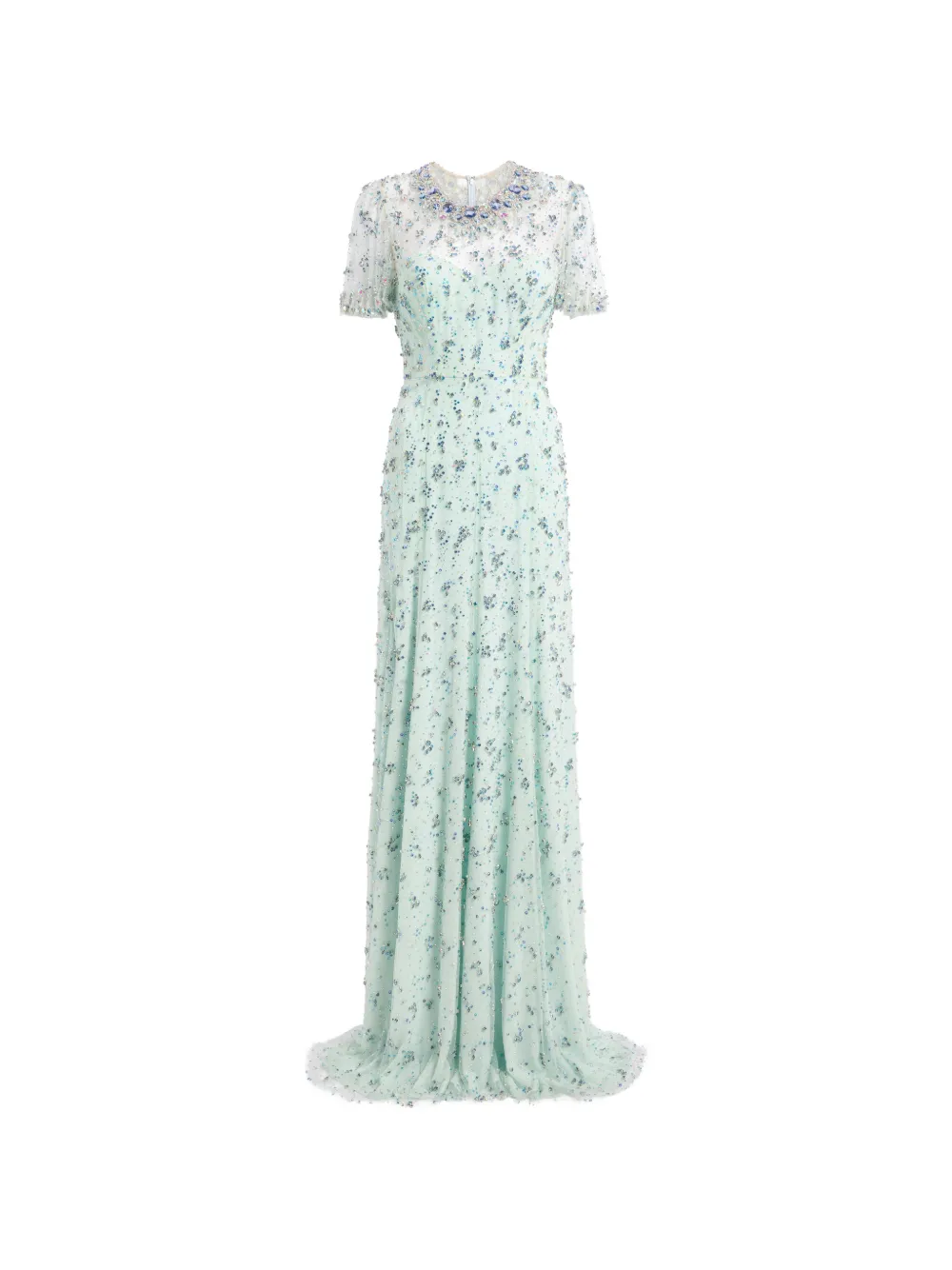 Jenny Packham Abito lungo a maniche corte - Blu
