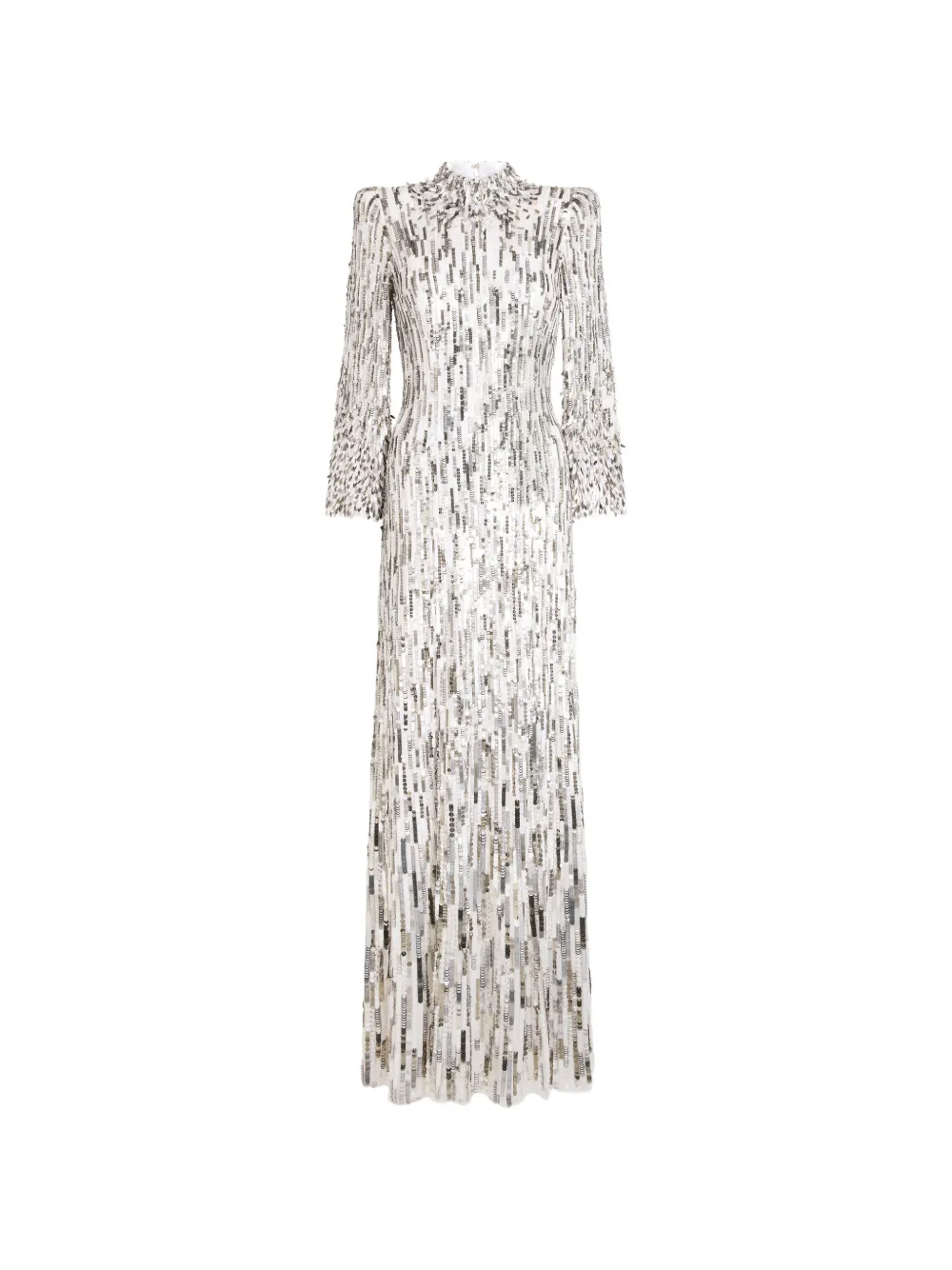 Jenny Packham Abito lungo Memphis con paillettes - Bianco