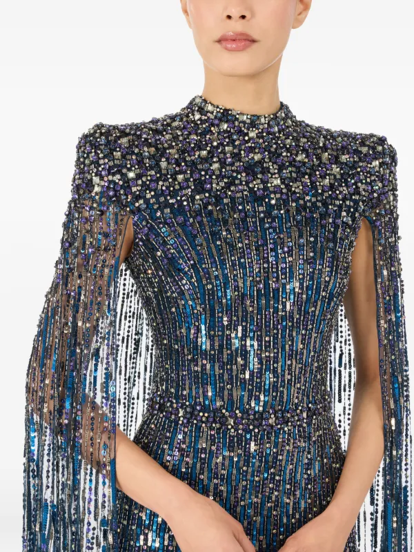 jenny packham blue sequin dress Jenny Packham Crystal And Sequin-embellished Tulle Gown - Women - Navy Dresses