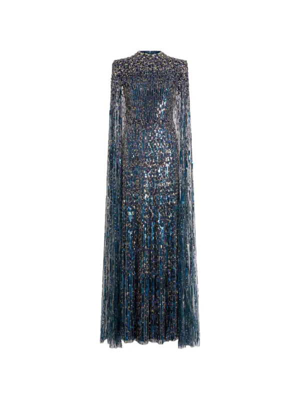 jenny packham blue sequin dress Jenny Packham Embellished Maxi Dress