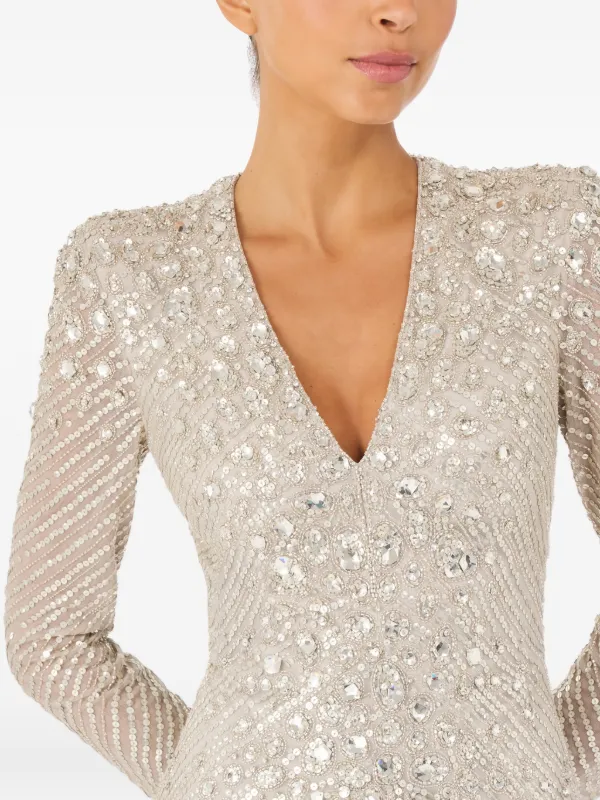 jenny packham silver sequin dress Honesty embellished gown in silver - Jenny Packham