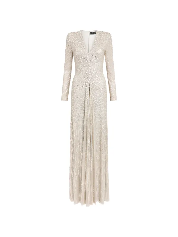 jenny packham silver beaded dress Jenny Packham Yves Beaded Maxi Dress | Green