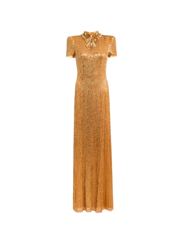 jenny packham orange dress Jenny Packham, Hummingbird feather sleeve maxi dress Wedding Dress Save 82%