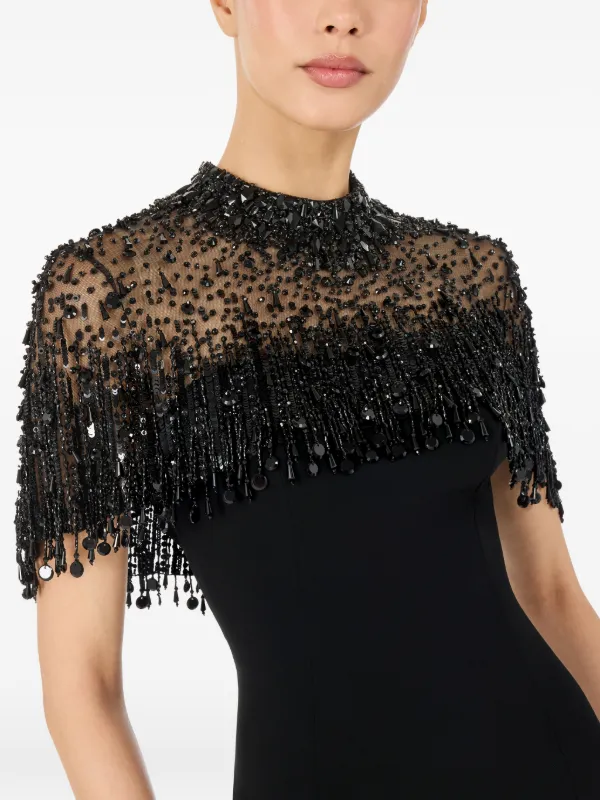 Jenny Packham Livia Beaded Embellished Maxi Dress - Black