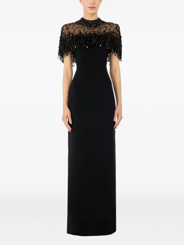jenny packham black dress Jenny Packham Love Bow Split-sleeve Midi Dress