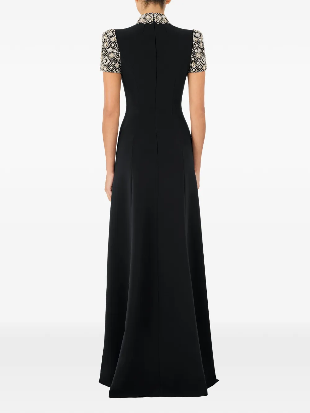  Jenny Packham Pricile Embellished Collar Dress - Black 