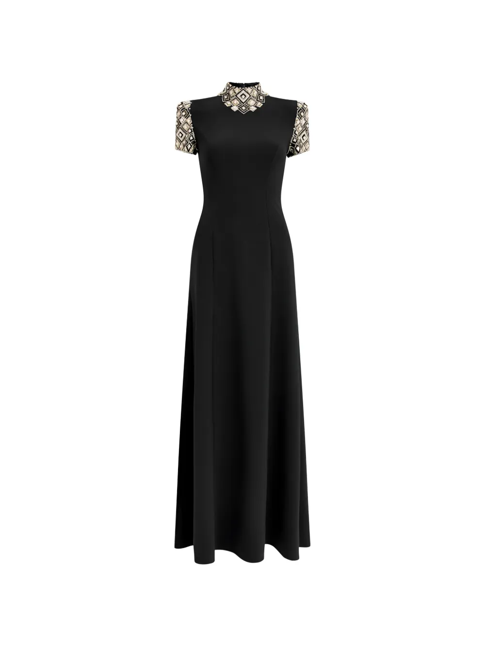 Jenny Packham Pricile Embellished Collar Dress In Black