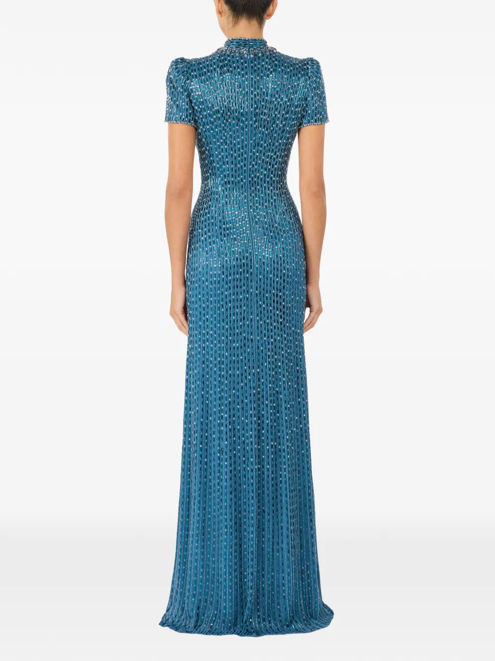  Jenny Packham Vestido Largo Amber Con Apliques - Azul 