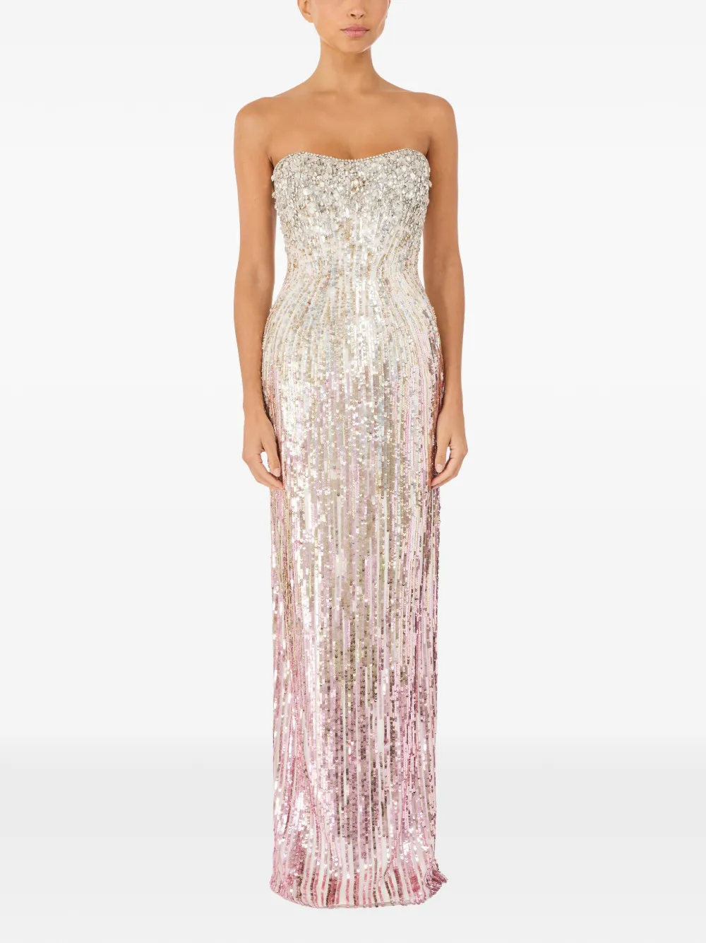 Jenny Packham Abito lungo Cesonia con decorazione - Grigio