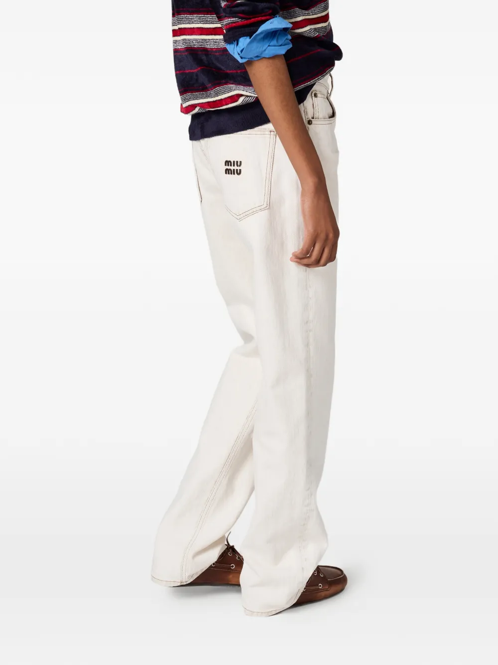 Miu Miu Logo Patch Wide Leg Jeans | Smart Closet