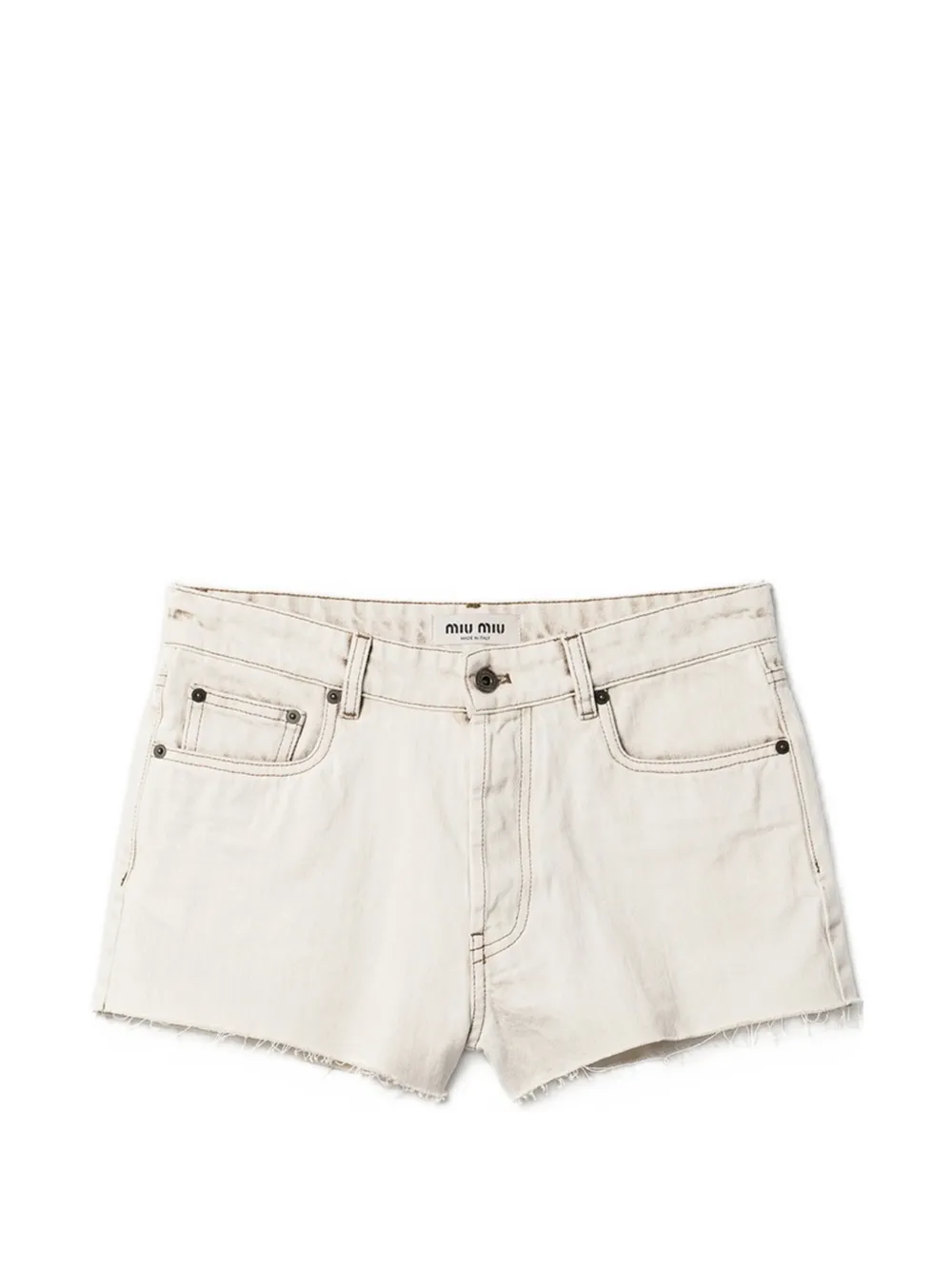 Miu Miu Shorts denim con cuciture a contrasto - Bianco