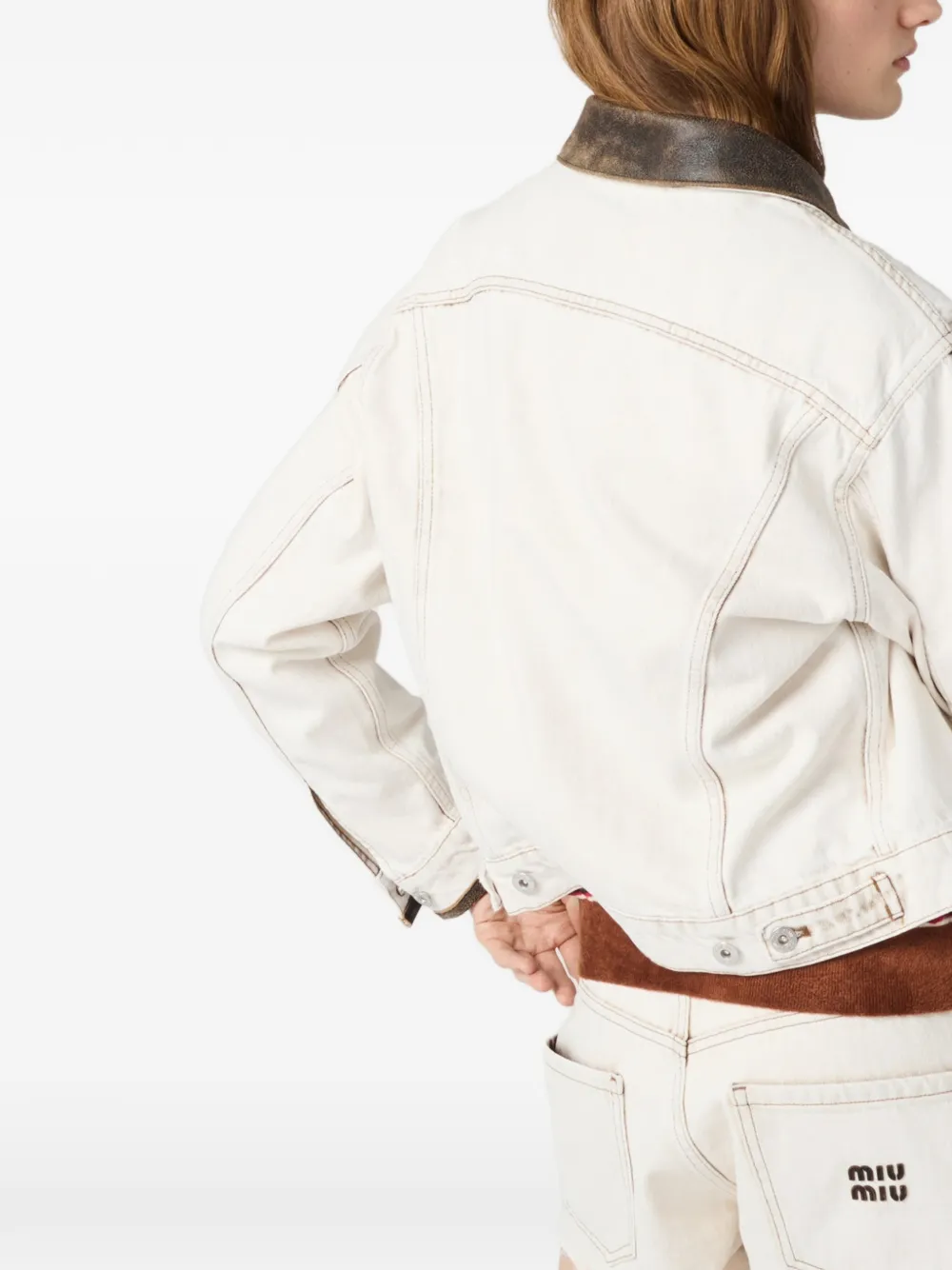 Miu Shorts met geborduurd logo Wit