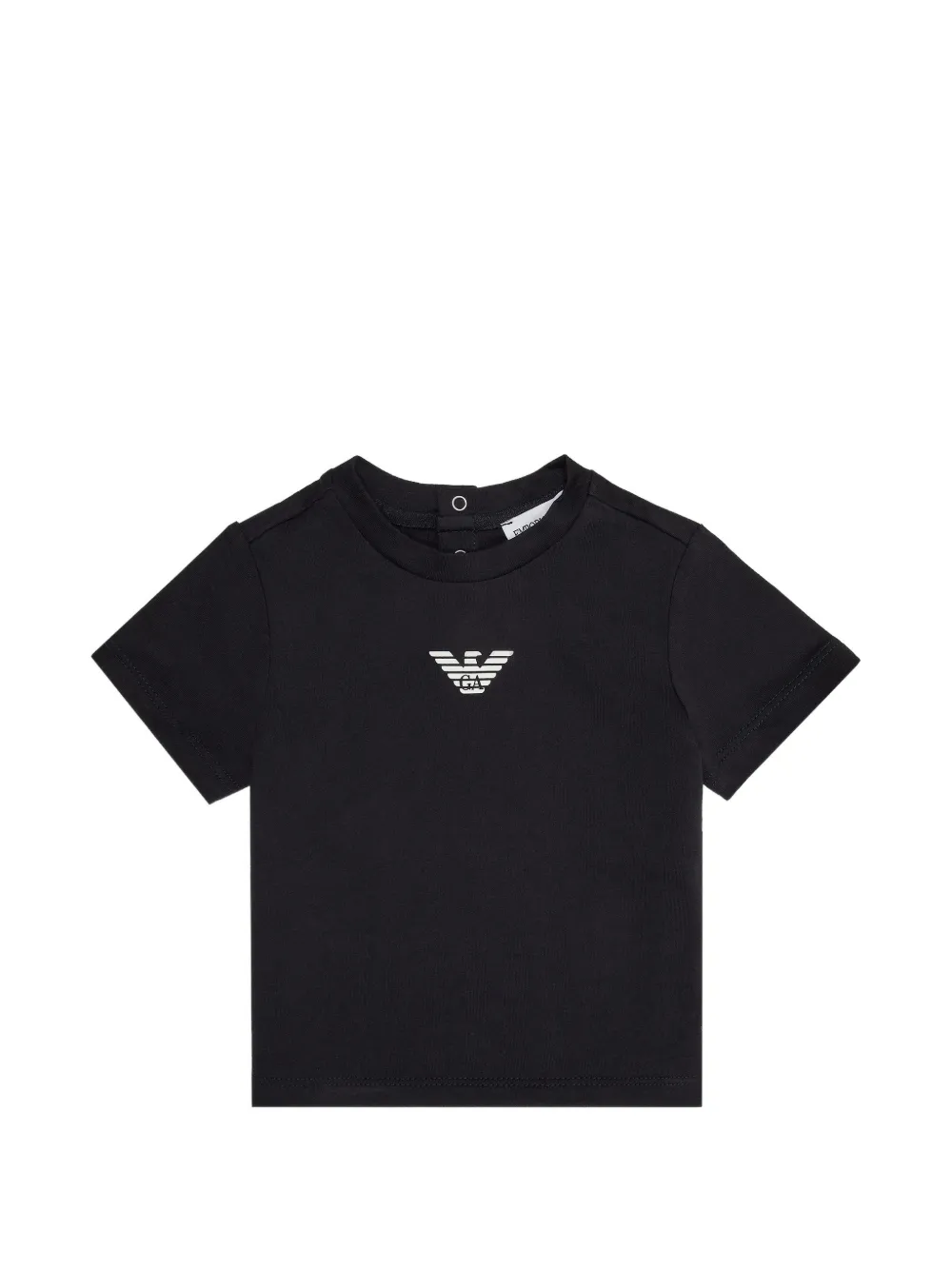 Emporio Armani Kids round-neck emblem T-shirt - Nero