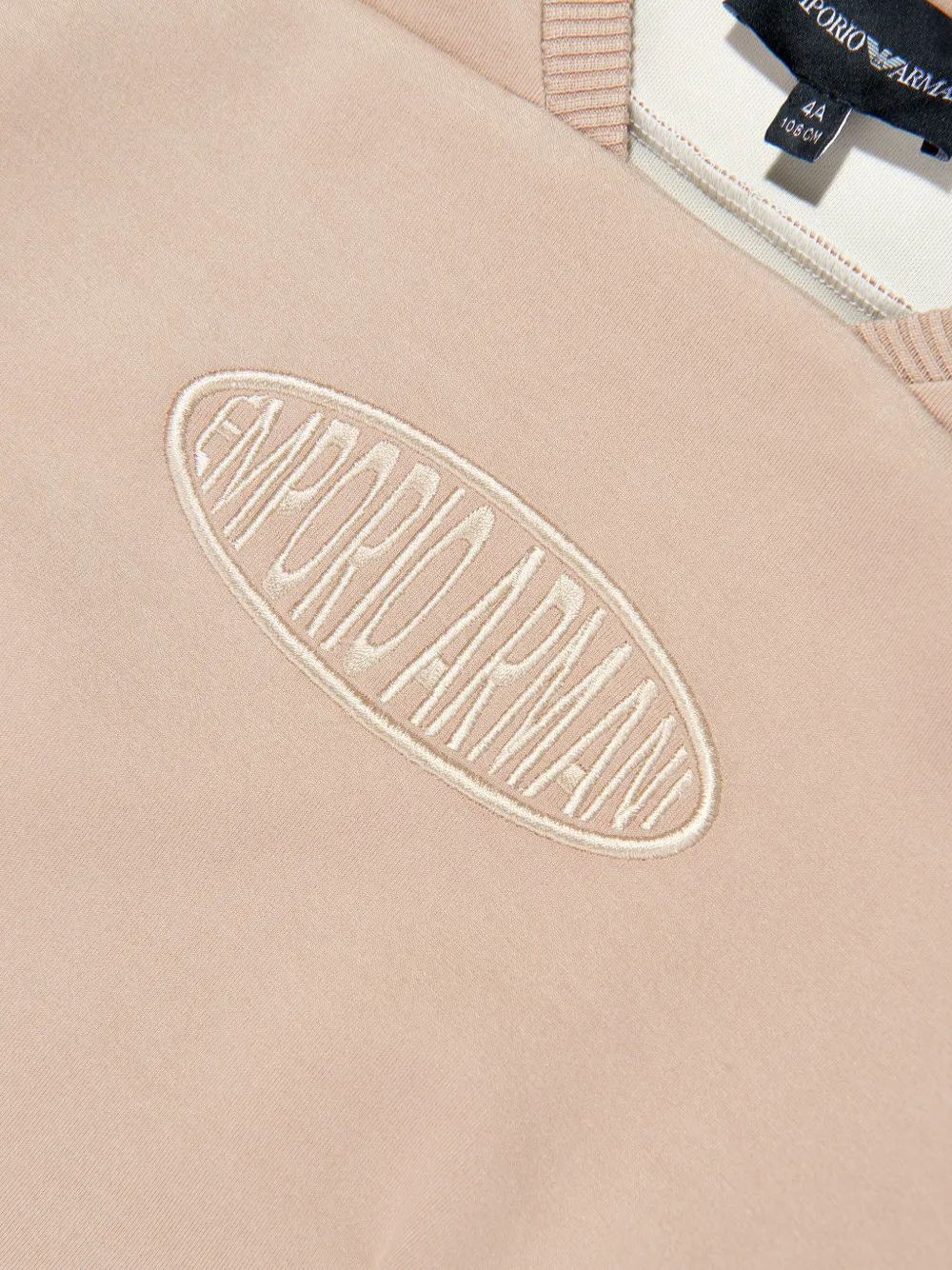 Emporio Armani Kids Gestreepte top met applicatie Beige