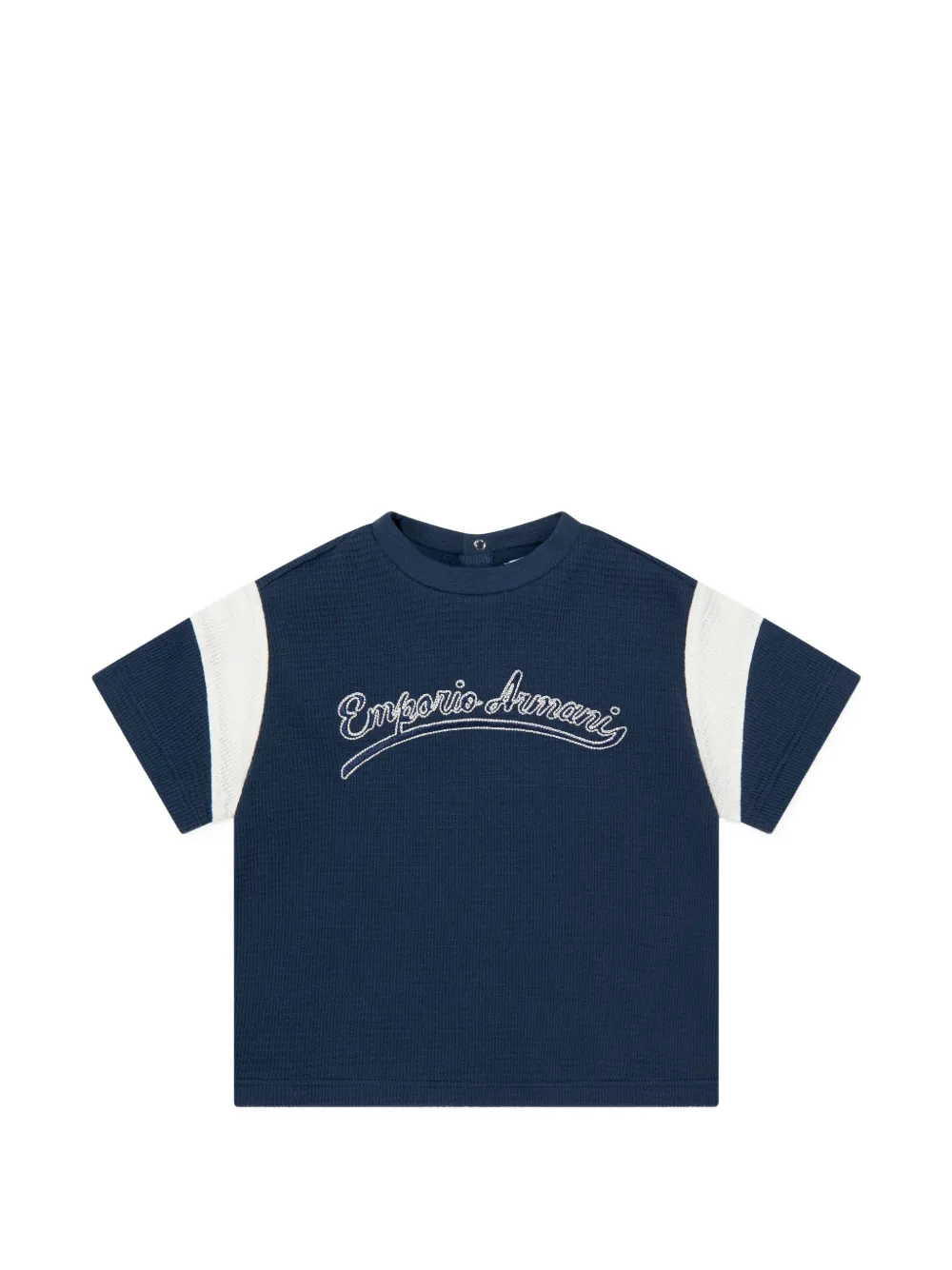Emporio Armani Kids waffle sleeves T-shirt - Blu