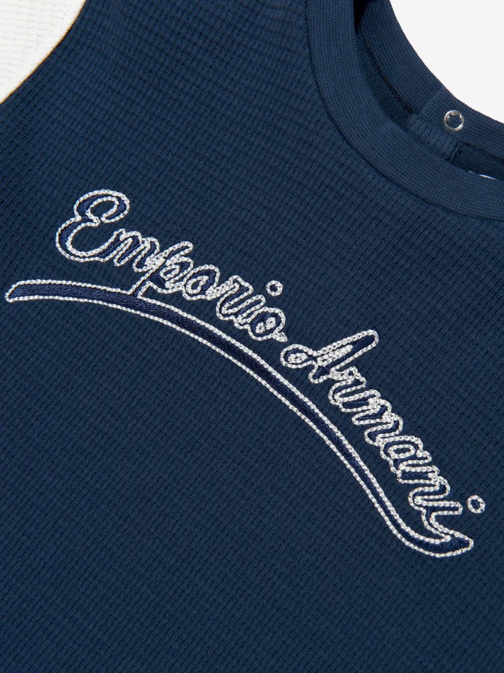 Emporio Armani Kids T-shirt met wafelmouwen Blauw