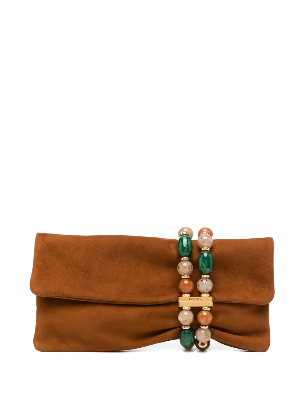 Jimmy Choo Zandra beaded clutch bag - Marrone