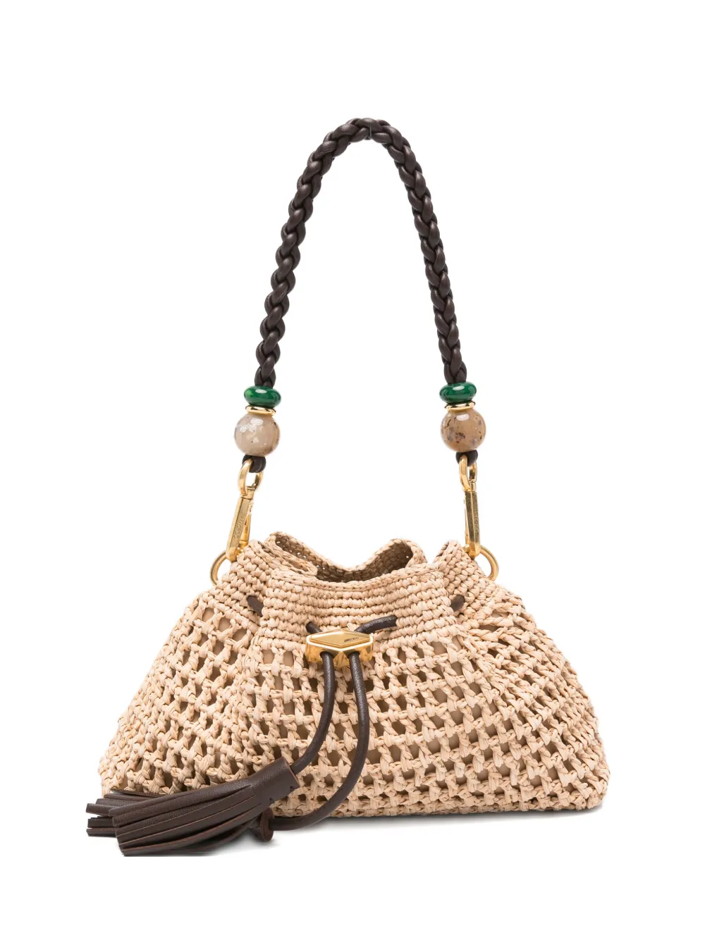 Jimmy Choo Cinch raffia crochet tote bag - Brown