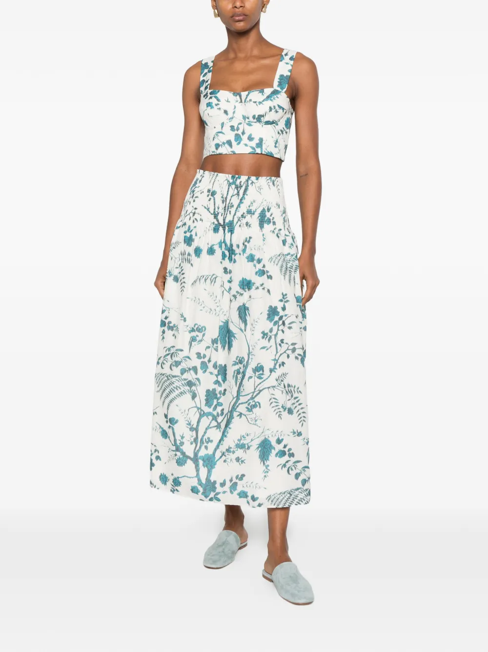 ERDEM Cropped top met bloemen-print Wit