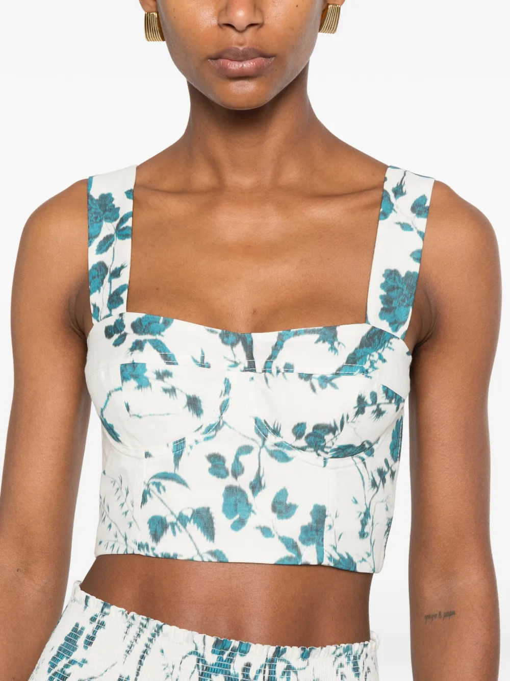 ERDEM Cropped top met bloemen-print Wit