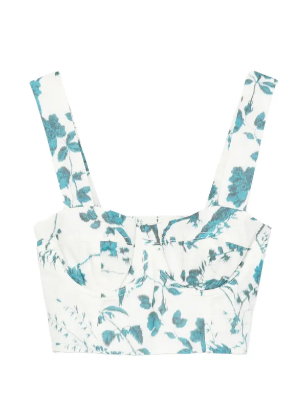 Erdem Floral-print Crop Top in White