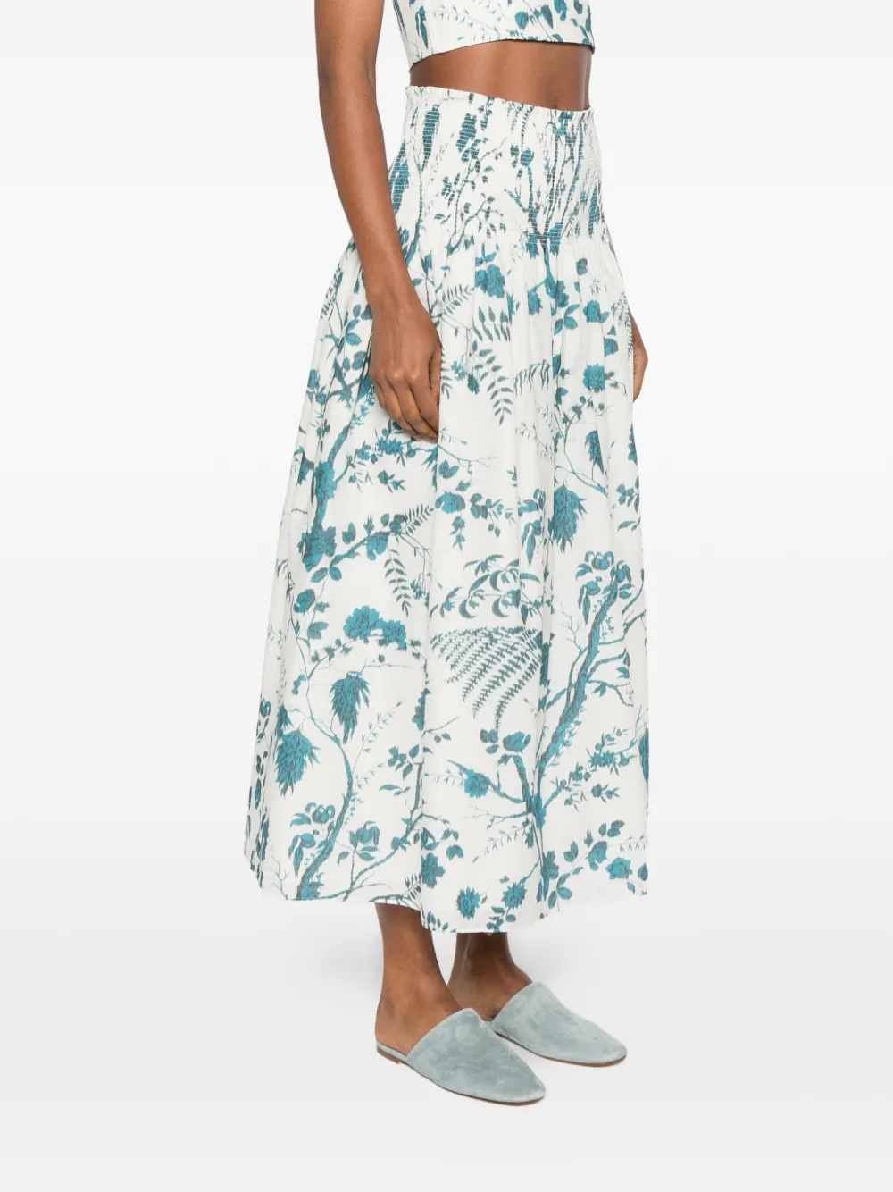 ERDEM Midi-rok met botanische print Wit