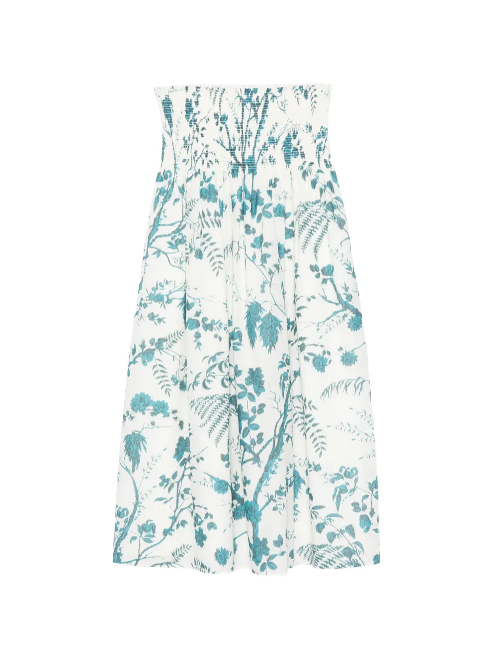 ERDEM botanical-print smocked midi skirt - Bianco