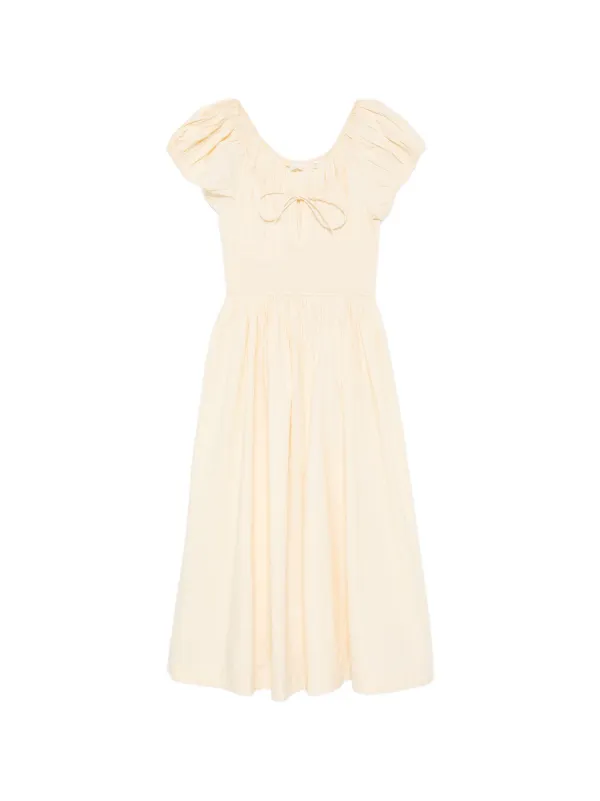 Dôen Quinn Puff-sleeves Midi Dress in Yellow