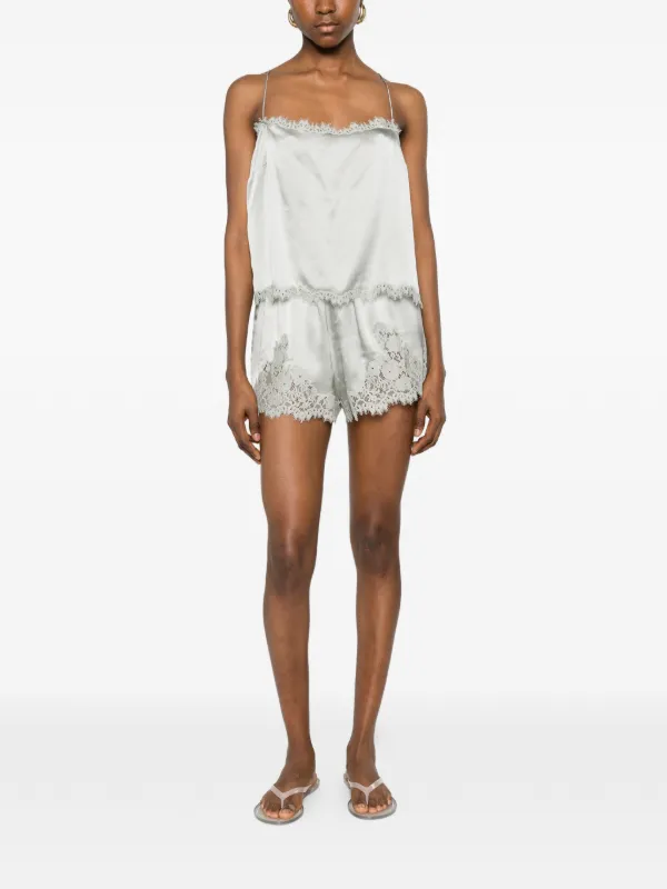 DÔEN Iona lace-trim Shorts | Green | FARFETCH