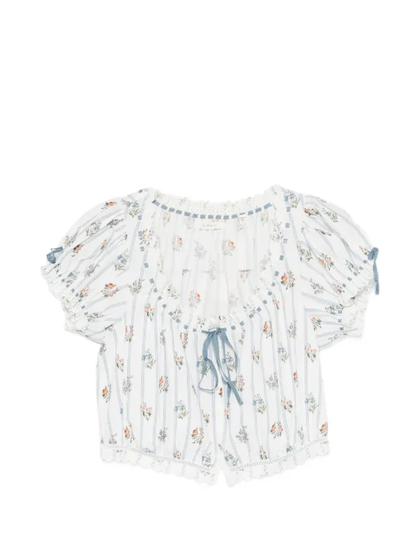 Dôen Nera Floral-print Blouse in White