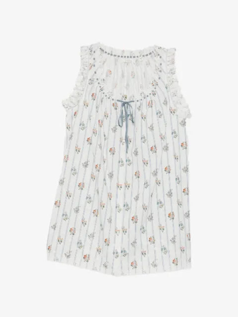 DÔEN vestido corto Nessie con estampado floral y volantes