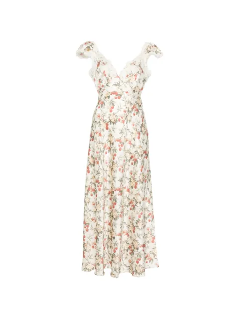 DÔEN Fiona lace-trim floral-print midi dress