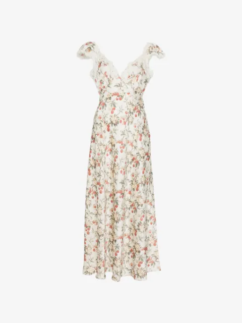 DÔEN Fiona lace-trim floral-print midi dress