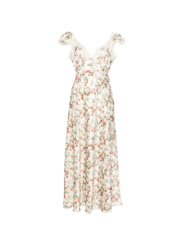 Dôen Fiona Floral-print Midi Dress in Neutrals