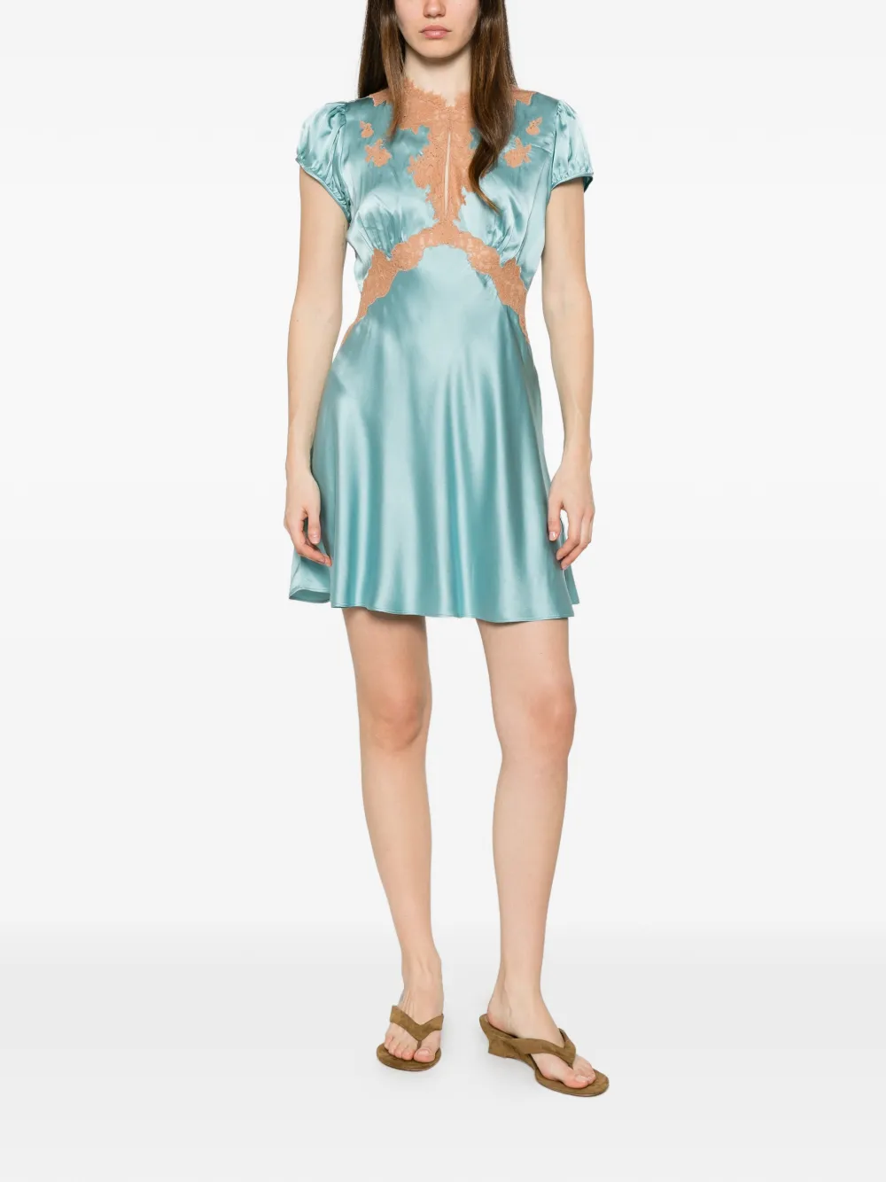 DÔEN Junia mini-jurk met afwerking van kant Blauw