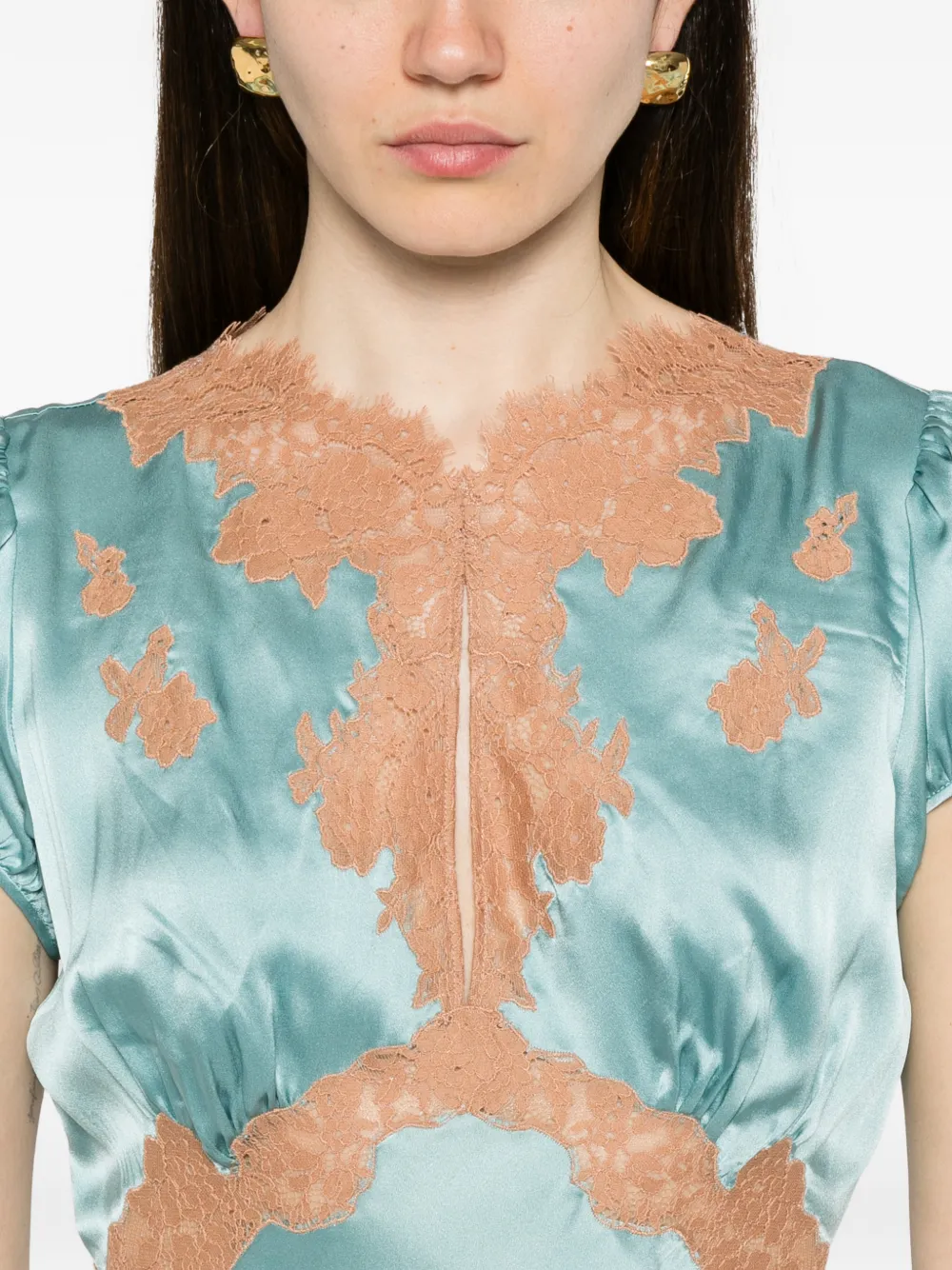 DÔEN Junia mini-jurk met afwerking van kant Blauw