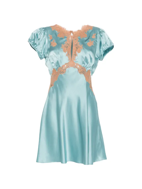 blue dress with lace trim DÔEN Junia lace-trimmed Mini | Maxi dress Neck Size:22 COWL-NECKLINE Fashion Inspiration: How To back zipper for a