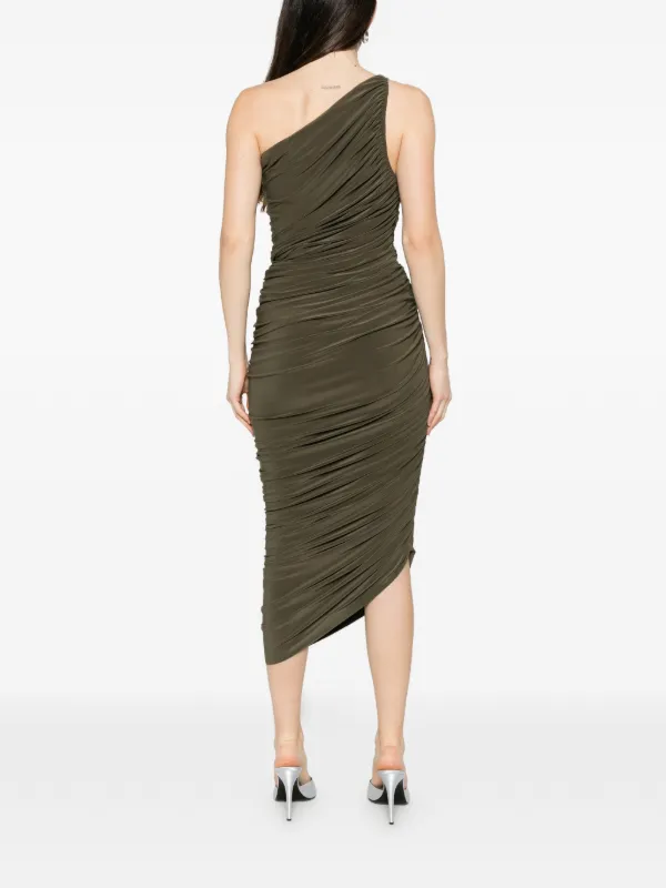 norma kamali ruched dress Womens One Shoulder Midi Pink Xs inviting gentle light to accentuate its contours and depths The Long Sleeve Deep V